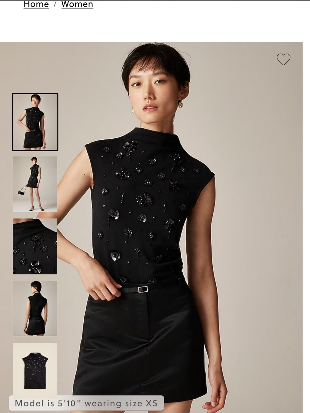 🆕 J. Crew Black Embellished Mock Neck Camisole NWT